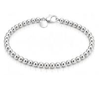 Bracelet de perles en argent sterling 925, chaîne à boules rondes, fermoir mousqueton, accessoire de bijoux tendance, usage quotidien et rendez-vous, meilleur cadeau pour votre petite amie ou votre