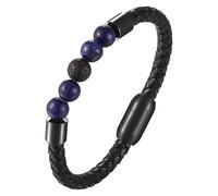 Bracelet De Perles En Cuir Véritable De Guérison Et D'Équilibrage, Bracelet En Cuir Perlé En Pierre Naturelle De 8 Mm Avec Fermoir Magnétique, Bijoux Commémoratifs, Cadeaux Pour Hommes Et Femm