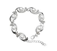 Bracelet de perles en forme de cercle - Bracelet de perles en strass - Bijou à breloques - Cadeau d'anniversaire pour femme et fille - Bracelet élastique multicouche - Extensible, taille unique, Acier