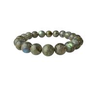 Bracelet de perles en labradorite naturelle - Bracelet de perles de 8 mm axé sur le chakra du cœur, superbes motifs de pierres précieuses, ton de cristal de guérison, pierre Reiki, harmonie et énergie