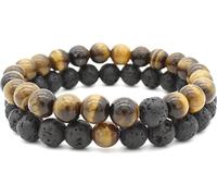 Bracelet de perles en pierre de lave, Bracelet d'amitié, J0275 brun-noir