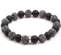 Bracelet de perles en pierre de lave et agate MINK101 - Longueur : 19 cm.