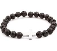 Bracelet de perles en pierre de lave et hématite MINK61 - Longueur : 19 cm.