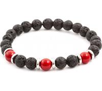 Bracelet de perles en pierre de lave et Howlit MINK55 - longueur : 19 cm.