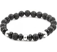 Bracelet de perles en pierre de lave et Howlit MINK57 - longueur : 19 cm.
