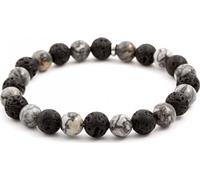 Bracelet de perles en pierre de lave et jaspe MINK59 - Longueur : 17 cm.