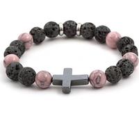 Bracelet de perles en pierre de lave, howlite et hématite MINK78/17