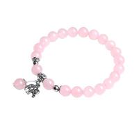 Bracelet de Perles en Pierre Naturelle Fait Main pour Femme, Extensible et Réglable, en Cristal Rose de 8mm, avec Breloque Éléphant, Élégant et Charmant, Idéal pour Un Anniversaire Ou La Saint