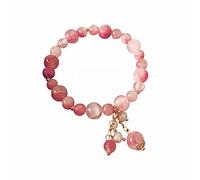 Bracelet de perles en pierre précieuse naturelle fraise pour filles - Bracelet de sens - Série Bouddha fraise - Chaîne de main pour fille - Tempérament - Bijoux d'orchestre, taille unique, Cristal