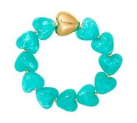 Bracelet de perles en résine, ornement de bijoux en forme de cœur d'été, accessoire de poignet coloré avec breloque définie, bracelet réglable, bracelet fonctionnel, fournitures de mode pour la plage
