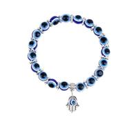 Bracelet de perles « Evil Eye » - Bracelet tendance pour homme - Bracelet pour protection et bénédiction - Bracelet à breloques en perle œil bleu, Siehe Beschreibung, Résine, Voir