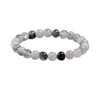 Bracelet de Perles ， Guérison à Quartz Tourmaliné Noir Naturel Femmes Hommes Poignet Mala Protection Équilibre Émotionnel Soulagement l'Anxiété Cadeau wanglan(Beads 8mm-20cm 7.9inch)