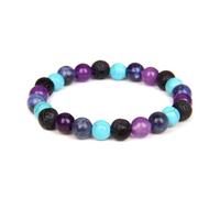 Bracelet de Perles, mélangées Vintage Pierre Naturelle Multicolore Oeil Tigre Agates Bracelets Lave for Femmes Hommes Yoga Bijoux wanglan(23cm-NO.2)
