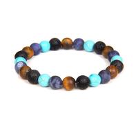 Bracelet de Perles, mélangées Vintage Pierre Naturelle Multicolore Oeil Tigre Agates Bracelets Lave for Femmes Hommes Yoga Bijoux wanglan(19cm-NO.1)