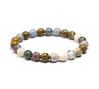 Bracelet de perles, naturel véritable océan jaspe pierre 6 8 10 mm rondes brin bracelet bijoux femmes hommes agate amoureux cadeau wanglan(Beads 8mm-22cm 8.6inch)