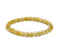 Bracelet de Perles，Pierre Citrine Jaune Naturelle 6mm 8mm 10mm Perles Bijoux Quartz Faits à la Main for Femme Hommes Unisexe Extensible Cadeau wanglan(25cm 9.8inch-Beads 6mm)
