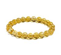 Bracelet de Perles，Pierre Citrine Jaune Naturelle 6mm 8mm 10mm Perles Bijoux Quartz Faits à la Main for Femme Homme Unisexe Extensible Cadeau wanglan(19cm 7.5inch-Beads 8mm)
