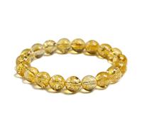 Bracelet de Perles，Pierre Citrine Jaune Naturelle 6mm 8mm 10mm Perles Bijoux Quartz Faits à la Main for Femme Hommes Unisexe Extensible Cadeau wanglan(17cm 6.7inch-Beads 10mm)