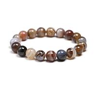 Bracelet de perles ， Pierre d'agate naturelle du Botswana 6 8 10 mm pierres précieuses rondes for femmes et hommes Bracelets à brins élastiques Bijoux unisexes wanglan(Beads 10mm-21cm 8.3inch)