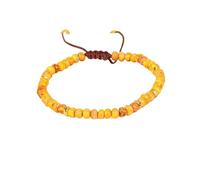 Bracelet de perles plates turquoise empereur jaune vif - Accessoire de bijoux de yoga tissé