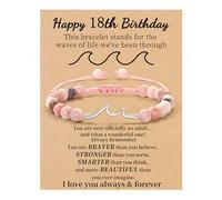 Bracelet de perles pour femme - Cadeau d'anniversaire pour femme - 40e, 50e, 60e anniversaire - Bracelet réglable en pierre naturelle pour femme, sœur, amie - Cadeau inspirant pour se rétablir et se