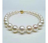 Bracelet de perles rondes blanches naturelles des mers du Sud 6-7 mm en 925S