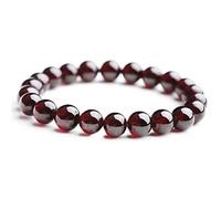 Bracelet de perles rondes en cristal de grenat rouge vin naturel de 10mm