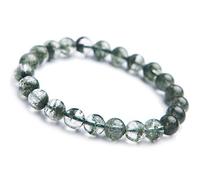 Bracelet de perles rondes en cristal de Quartz fantôme naturel vert, 8mm AAAA