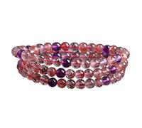 Bracelet de perles rondes en cristal de Quartz rutilé violet naturel, 5.5mm, Super sept mélodies, AAAA