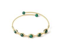 Bracelet de perles rondes en pierre naturelle enveloppé de fil de malachite améthystes bracelets de manchette ouverts femmes jaune bijoux cadeau surprise d'anniversaire, malachite, taille unique
