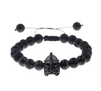 Bracelet De Pierre De Lave, Chevalier Romain De La Mode Casque De Gladiateur Guerrier Spartiate Bangle, Les Hommes De Pierre Volcanique Mat Manchette Élastique Bracelet Unisexe Festival Bijoux Cadea