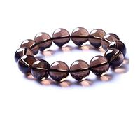 Bracelet de pierre de quartz fumé naturel Men de pierre femme Crystal Gift Lucky Bijoux Rounds Perles Naturel Stone (Taille: 14 mm)