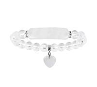 Bracelet de pierres précieuses - Bracelet à quartz en cristal naturel rectangulaire avec cœur d'amour, perles rondes, bracelets en pierre pour femmes, filles, hommes, bijoux, labradorite, taille