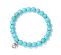 Bracelet De Pierres Précieuses En Pierre Turquoise Bleue Naturelle Pour Femmes, Pendentif En Forme De Cœur, Bracelet En Cristal De Guérison, Chakra Extensible, Bracelets À Breloques Pour Hommes,