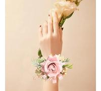 Bracelet de poignet avec roses artificielles pour bal, retour à la maison, cérémonie de mariage, banquet et célébration d'anniversaire (fleur de Christ)