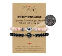 Bracelet de projection Je t'aime 100 langues Bracelet de perles pour la Saint-Valentin Cadeau de couple pour ma femme, ma petite amie, Madame et M. (PINKY PROMISE)