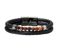 Bracelet De Protection Œil De Tigre Pour Homme, Offert Par Maman. Bracelet Jonc Unisexe En Pierre Naturelle Et Perles, Gravé « Je T'Aimerai Toujours ». Bijou À Offrir À Mon Beau-Père. 21 Cm.