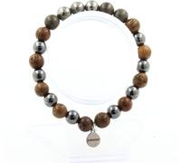 Bracelet de pyrite espagnole + perles d'hématite + bois de 8 mm