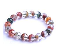 Bracelet de quartz fantôme naturel Natural Gemstom Bracelet Bracelet Bracelet Feng Shui pour femmes Men de richesse Bonne chance Reiki Crystal Amulet Crystal Quartz Meditation Cinabar