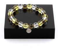 Bracelet de quartz fumé + citrine + perles de quartz 8 mm
