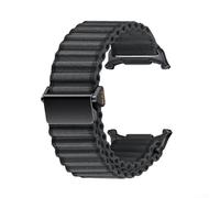 Bracelet de rechange avec boucle magnétique et boucle en nylon élastique pour montre Samsung Ultra 47 mm offrant confort et réglage (gris foncé)