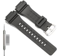 Bracelet de rechange compatible avec Casio W-735H AEQ110BW AEQ110W AQS-800W AQ-S810W Bracelet de montre pour homme en résine noire avec boucle en métal, taille unique, Résine, Pas de gemme