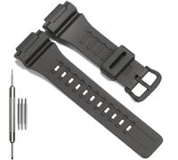 Bracelet de rechange compatible avec Casio W-735H AEQ110BW AEQ110W AQS-800W AQ-S810W Bracelet de montre pour homme en résine noire avec boucle en métal, taille unique, Résine, Pas de gemme