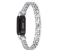 Bracelet de rechange compatible avec Fitbit Luxe, bracelet en acier inoxydable avec strass pour traqueur d'activité de luxe (argenté)