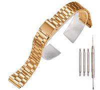 Bracelet de rechange en acier inoxydable de 18 mm compatible avec Casio F-108WH AE1200WH A168WA A158WA LA670WGA A700W Accessoires de montre pour homme et femme (or3)