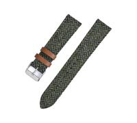 Bracelet de rechange en cuir et nylon mixte 18/20/22 mm, réglable, style rétro, pour loisirs et plein air,Vert,22 mm, boucle argentée