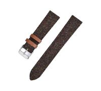 Bracelet de rechange en cuir et nylon mixte 18/20/22 mm, réglable, style rétro, pour loisirs et plein air,Brun,22 mm, boucle noire