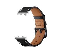 Bracelet de rechange en cuir respirant for montre Huawei Watch D2(Black-silver)