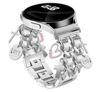 Bracelet de rechange en métal argenté avec breloque mignonne compatible avec Samsung Galaxy Watch 7 6 5 4 FE 40 mm, 44 mm/5 Pro 45 mm/6 Classic 43 mm, 47 mm/4 Classic 42 mm, 46 mm, Galaxy Active 2, 20