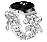 Bracelet de rechange en métal argenté avec breloque mignonne compatible avec Samsung Galaxy Watch 7 6 5 4 FE 40 mm, 44 mm/5 Pro 45 mm/6 Classic 43 mm, 47 mm/4 Classic 42 mm, 46 mm, Galaxy Active 2, 20